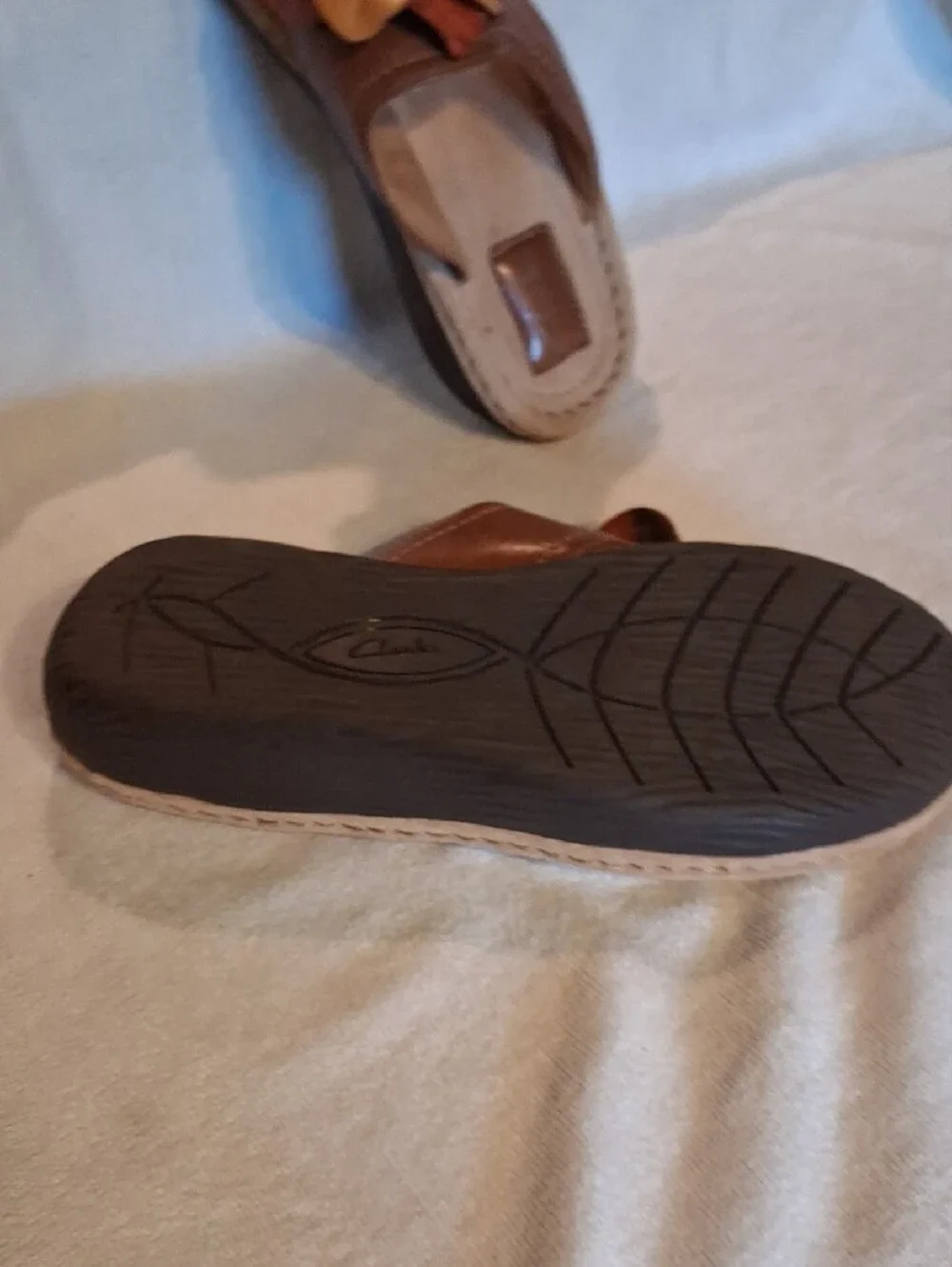 Clarks Brown Leather Flower Slide Sandals Size 8